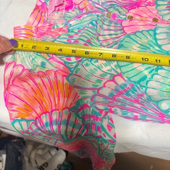Lilly Pulitzer Pink and Green Shell Print Blouse - Picture 10 of 11